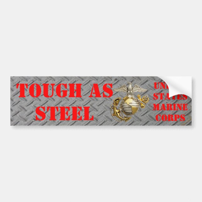 TOUGH AS STEEL USMC BUMPER STICKER (Front)