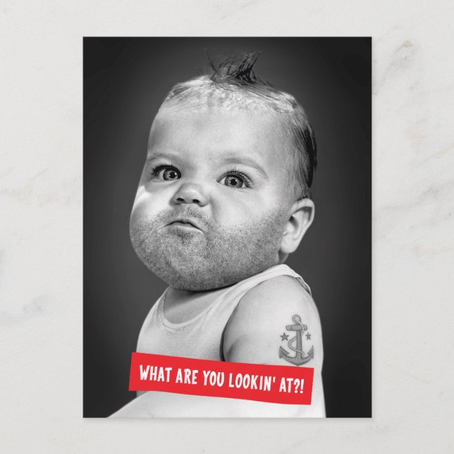 Tough Beared Baby Boy Postcard (Front)