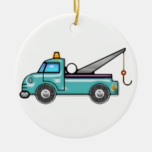 Tough Blue Tow Truck Ceramic Tree Decoration