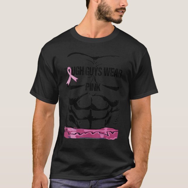 Tough Boys Wear Pink Cool Pink Ribbon Abs T-Shirt (Front)