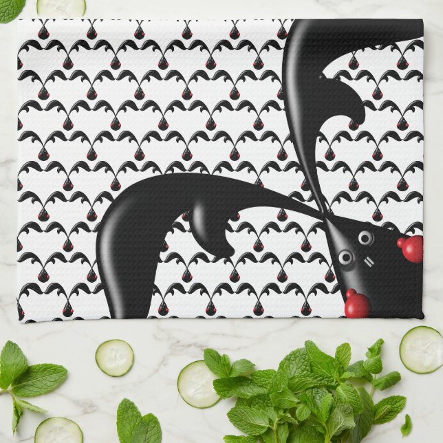 TOUGH BUNNY Cute Boxer Rabbit Tea Towel (Folded)