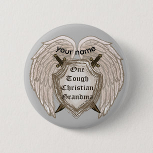 Tough Christian Grandma pin button