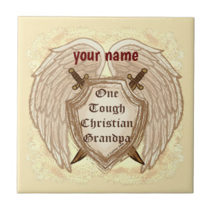 Tough Christian Grandpa custom name Ceramic Tile