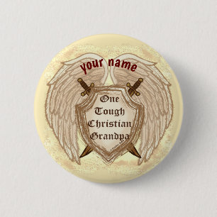 Tough Christian Grandpa pin button