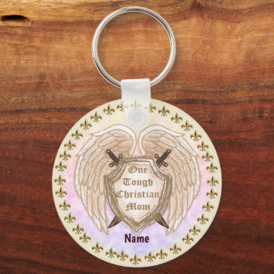 Tough Christian Mum custom name Key Ring