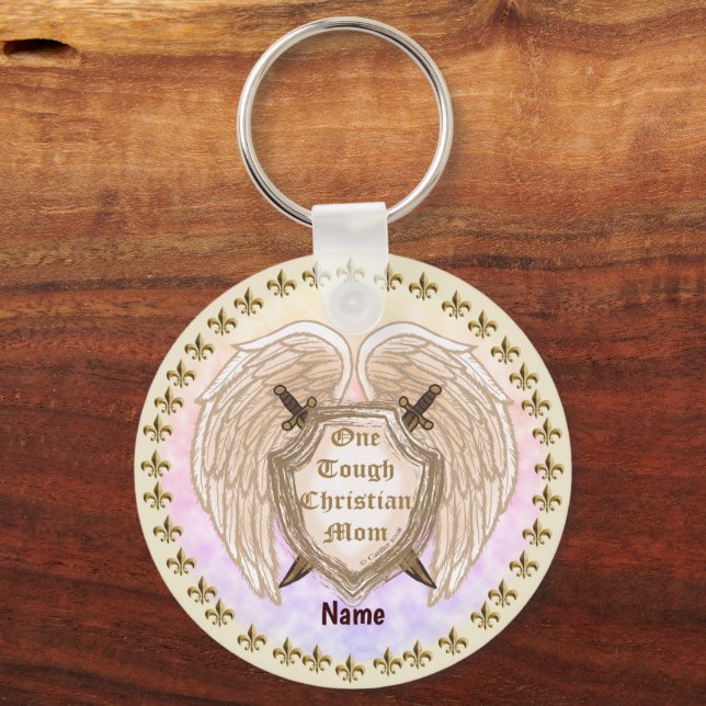 Tough Christian Mum custom name Key Ring (Front)