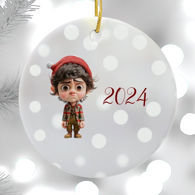 Tough Day Christmas Elf Ceramic Ornament (Creator Uploaded)