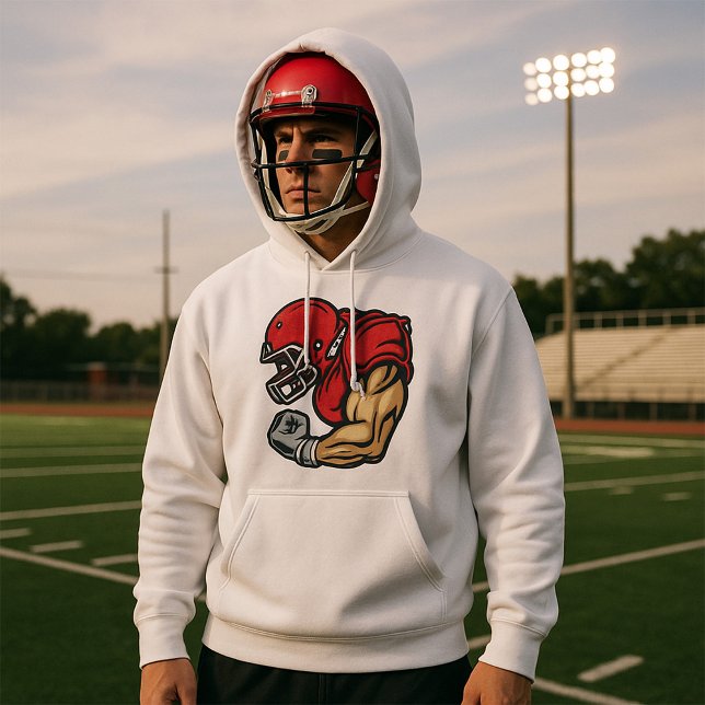 Tough Football Warrior Mascot Red Helmet Muscle  Hoodie (Creator Uploaded)