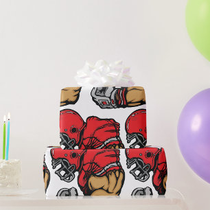 Tough Football Warrior Mascot Red Helmet Muscle  Wrapping Paper