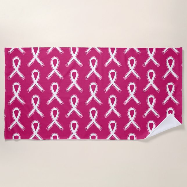 Tough Guys Wear Pink Breast Cancer Awareness Beach Towel (Front)