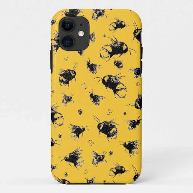 Tough iPhone Case with Bee Pattern (Back)