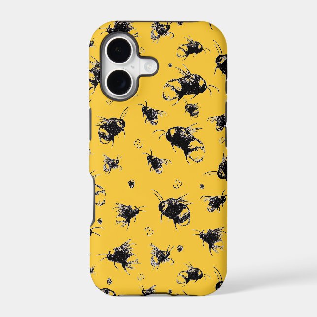 Tough iPhone Case with Bee Pattern (Back)
