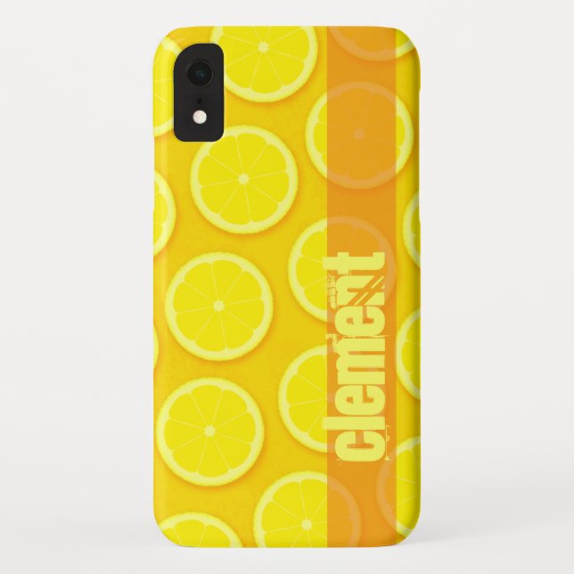 Tough lemon slice bright yellow name case (Back)