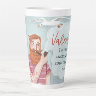 Tough pink Sea Sailor Valentine's Day   Latte Mug