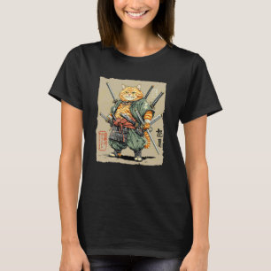 Tough Samurai Cat Multiple Swords Master Warrior A T-Shirt