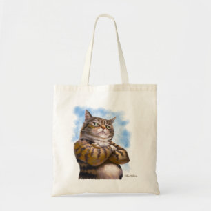 Tough Tabby Cat Cartoon Tote Bag