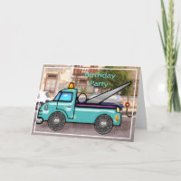 Tough Tow Truck in the Street Birthday Invitation