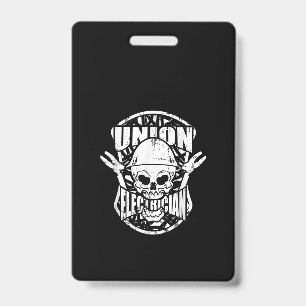 Tough Union Electrician Skull Gift ID Badge