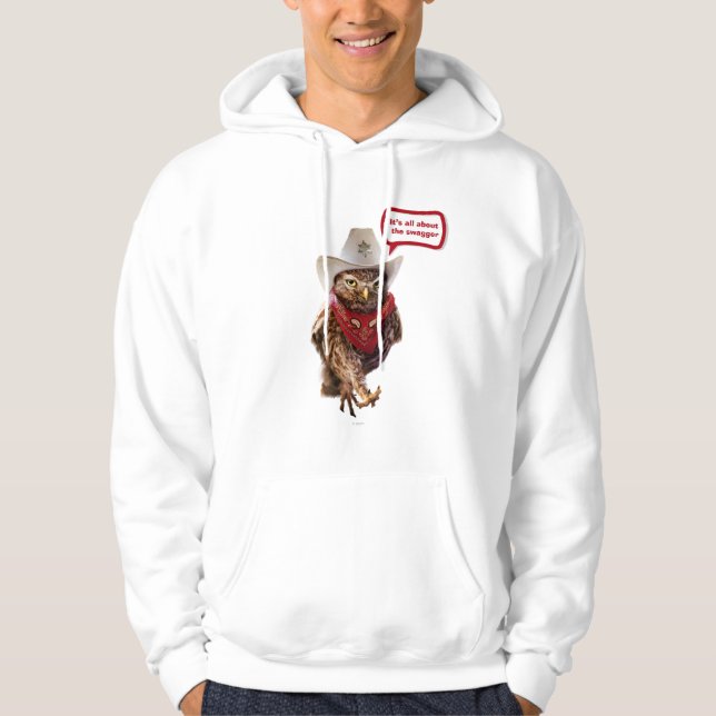 Tough Western Sheriff Owl with Attitude & Swagger Hoodie (Front)