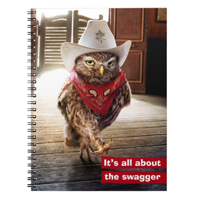 Tough Western Sheriff Owl with Attitude & Swagger Notebook (Front)