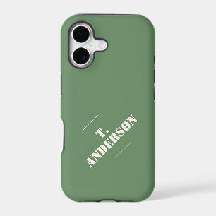 Tough White Name on Solid Color Pine Green