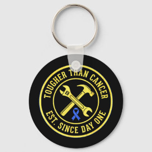 Tougher than cancer blue ribbon mechanic key ring