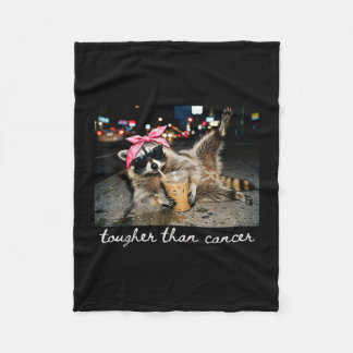 Tougher than cancer racoon breast cancer fleece blanket