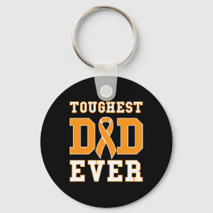 Toughest Dad Ever - Leukaemia Awareness Ribbon Fat Key Ring