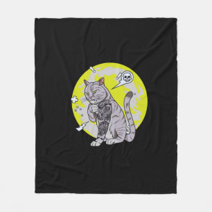 TOUGHT_CAT FLEECE BLANKET