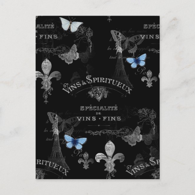 Toujours Paris Butterflies Collage Postcard (Front)