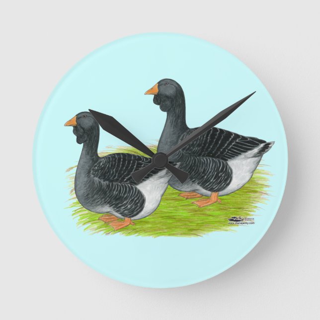 Toulouse Dewlap Geese Round Clock (Front)