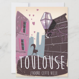 Toulouse France cartoon travel poster Invitation