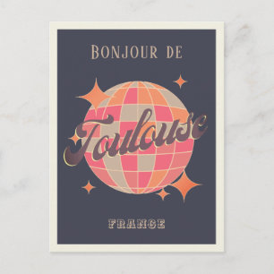 Toulouse France travel bonjour retro purple party Postcard