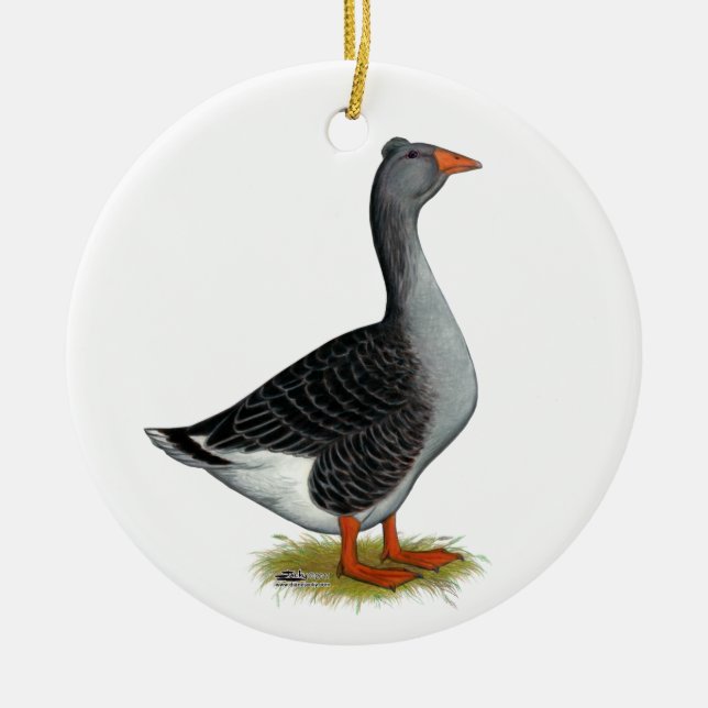 Toulouse Goose Tufted Ceramic Tree Decoration (Front)