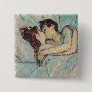 Toulouse-Lautrec - In Bed, The Kiss 15 Cm Square Badge