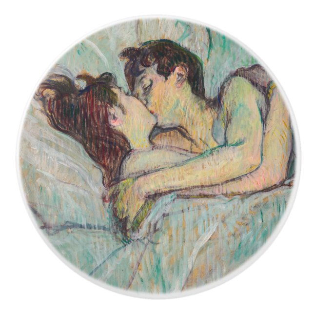 Toulouse-Lautrec - In Bed, The Kiss Ceramic Knob (Front)