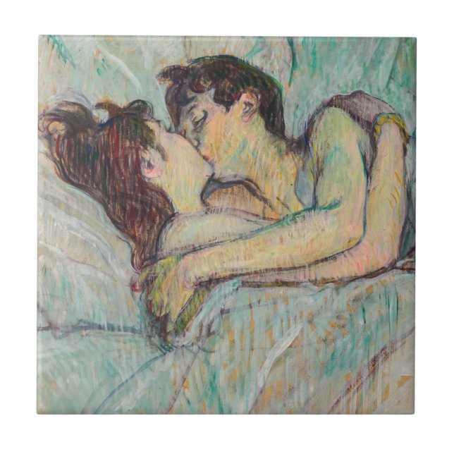 Toulouse-Lautrec - In Bed, The Kiss Ceramic Tile (Front)