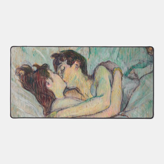 Toulouse-Lautrec - In Bed, The Kiss Desk Mat (Front)