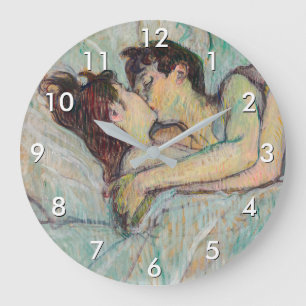Toulouse-Lautrec - In Bed, The Kiss Large Clock