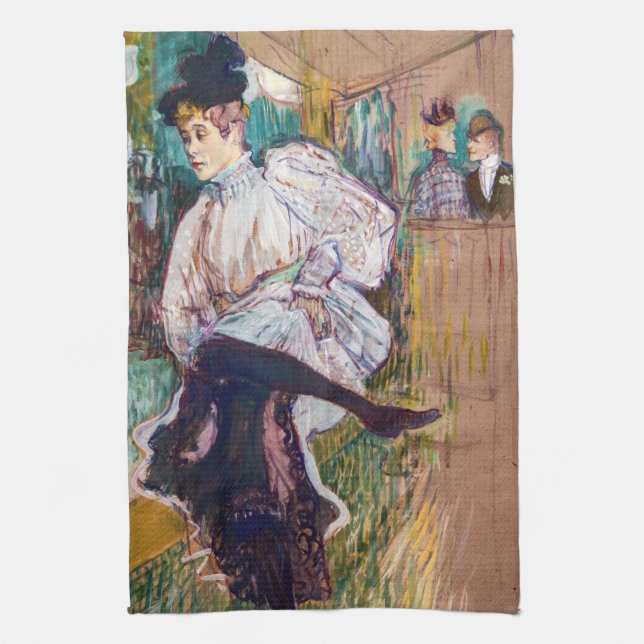 Toulouse-Lautrec - Jane Avril Dancing Tea Towel (Vertical)