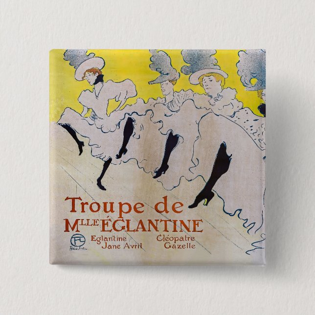 Toulouse-Lautrec - Troupe de Mlle Eglantine 15 Cm Square Badge (Front)