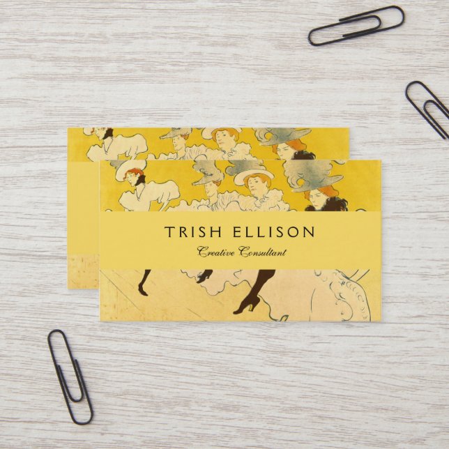 Toulouse Lautrec Yellow Dancing Girl Poster Business Card (Front/Back In Situ)