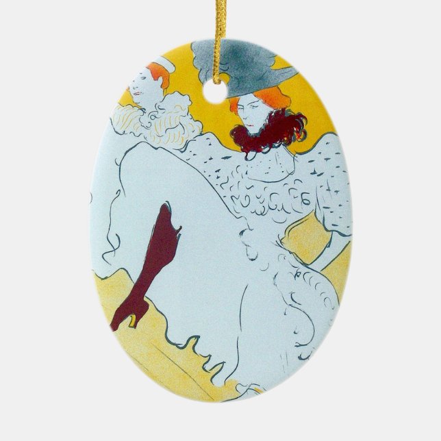 Toulouse Lautrec Yellow Dancing Girl Poster Ceramic Tree Decoration (Front)