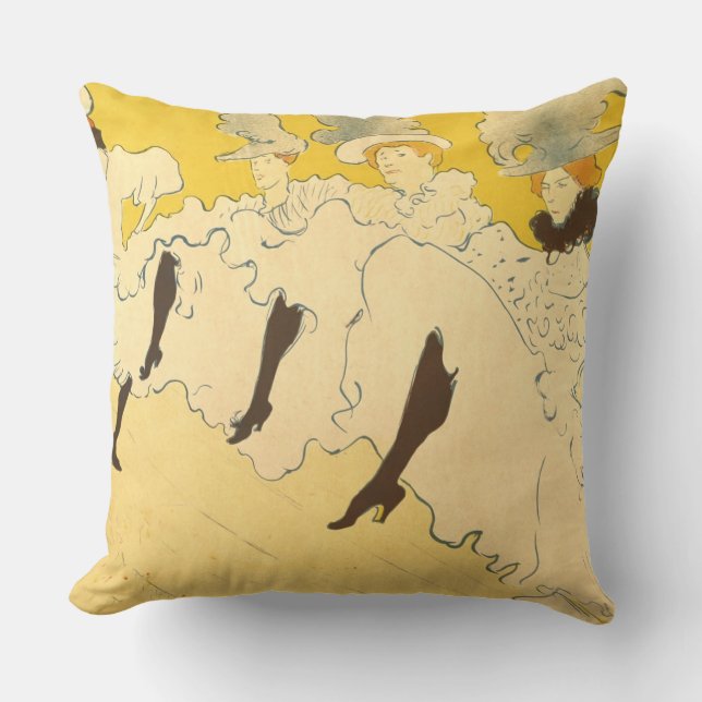 Toulouse Lautrec Yellow Dancing Girl Poster Cushion (Front)