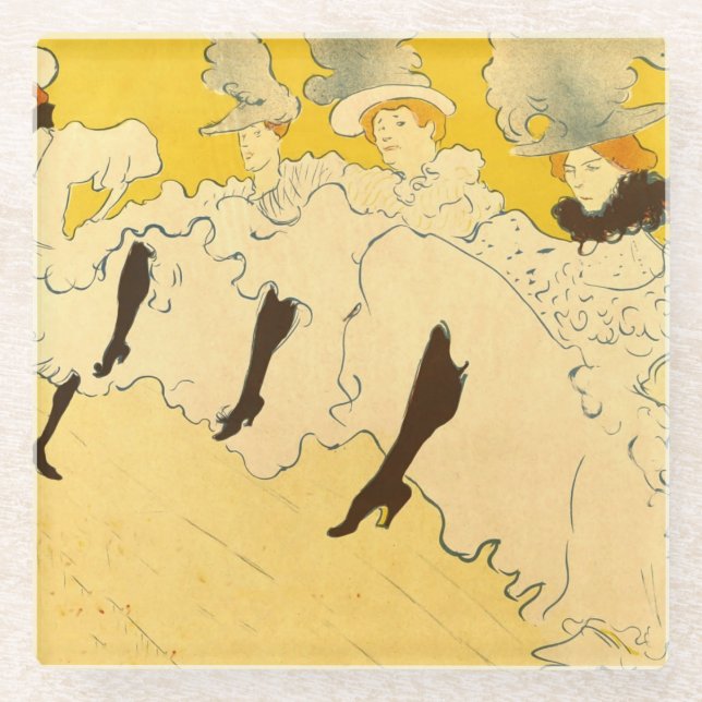 Toulouse Lautrec Yellow Dancing Girl Poster Glass Coaster (Front)
