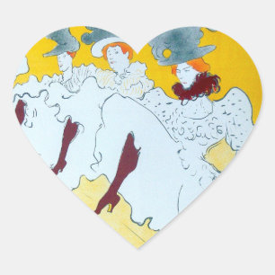 Toulouse Lautrec Yellow Dancing Girl Poster Heart Sticker