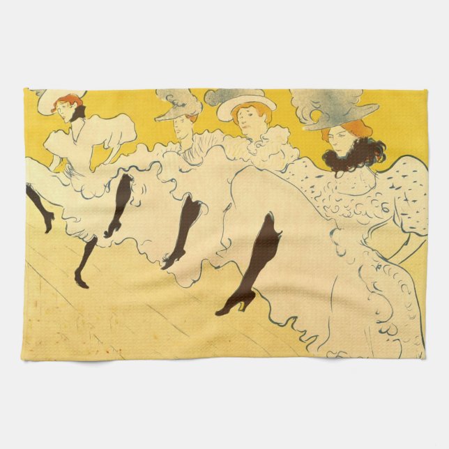 Toulouse Lautrec Yellow Dancing Girl Poster Tea Towel (Horizontal)