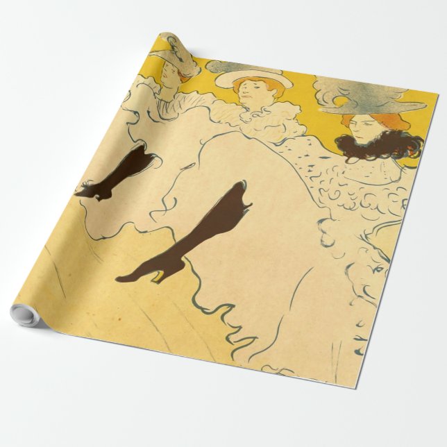 Toulouse Lautrec Yellow Dancing Girl Poster Wrapping Paper (Unrolled)