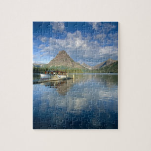 Tour Boat Docked at Two Medicine Lake in Glacier Jigsaw Puzzle