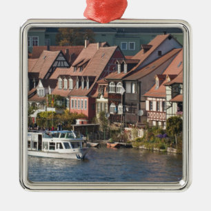 Tour boat in Little Venice and River Regnitz Metal Tree Decoration